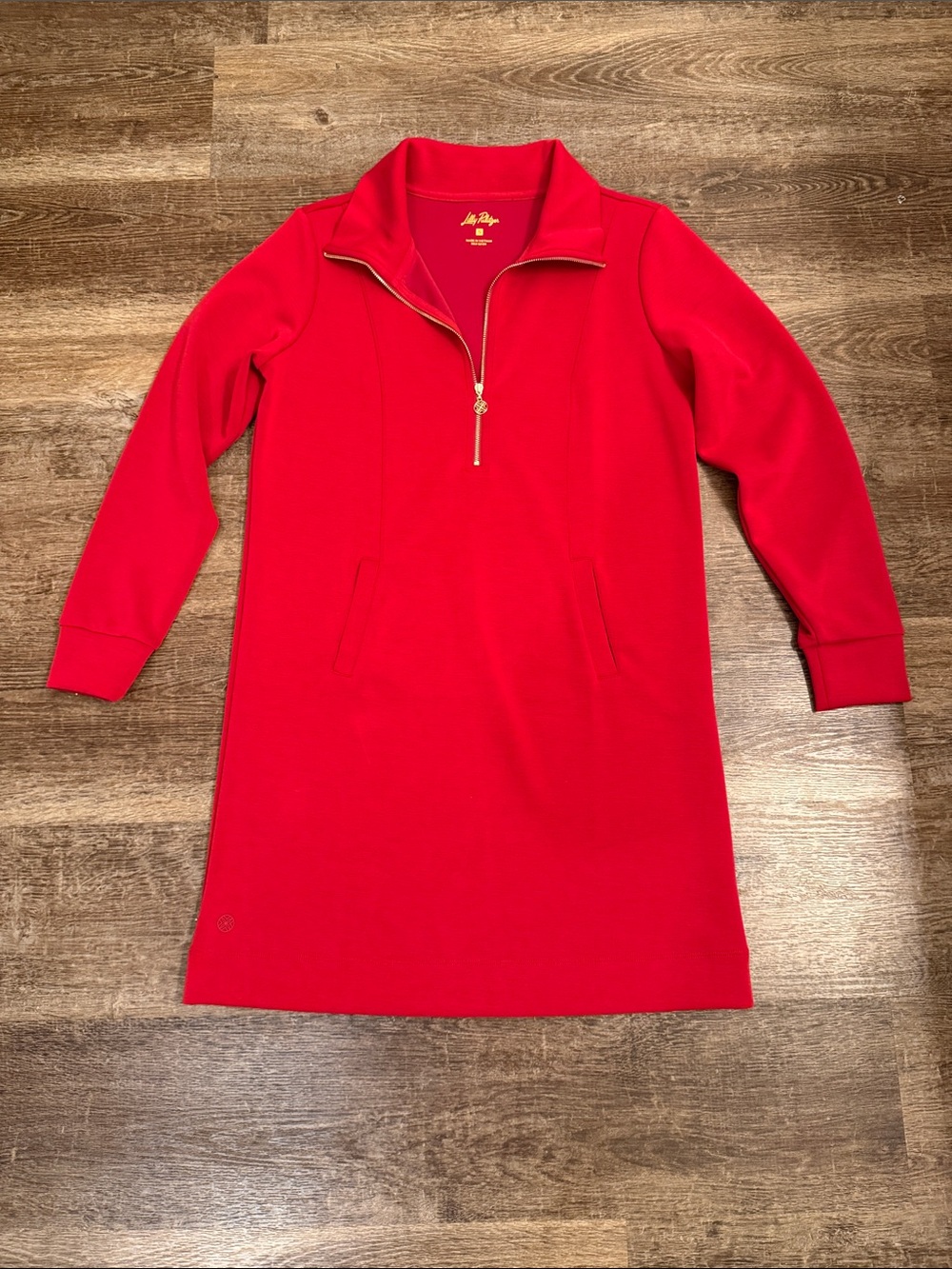 Lilly Pulitzer Vibrant Red Quarter-Zip Sweatshirt Dress